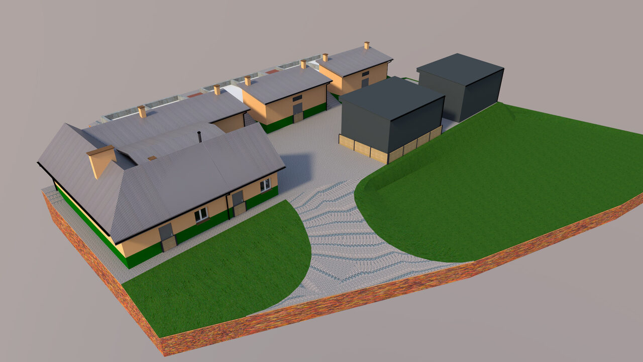 Model 3D zespołu obiektów oczyszczalni ścieków w Rzuchowej.