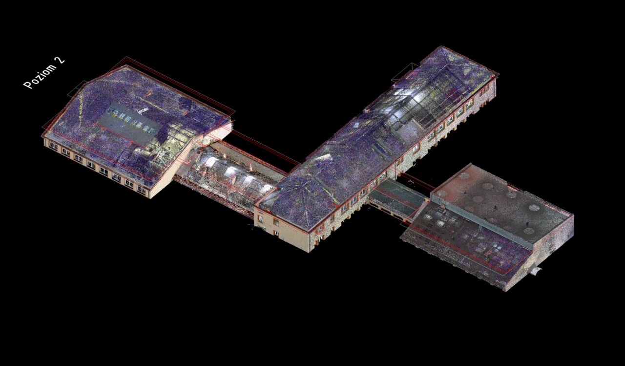 Model 3D szkoły – widok poziomu 2.